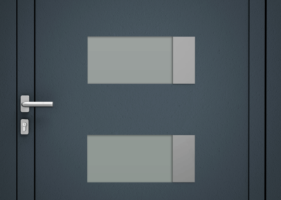 Porte en PVC avec une finition lisse et facile à nettoyer, réduisant l'entretien et résistant aux salissures